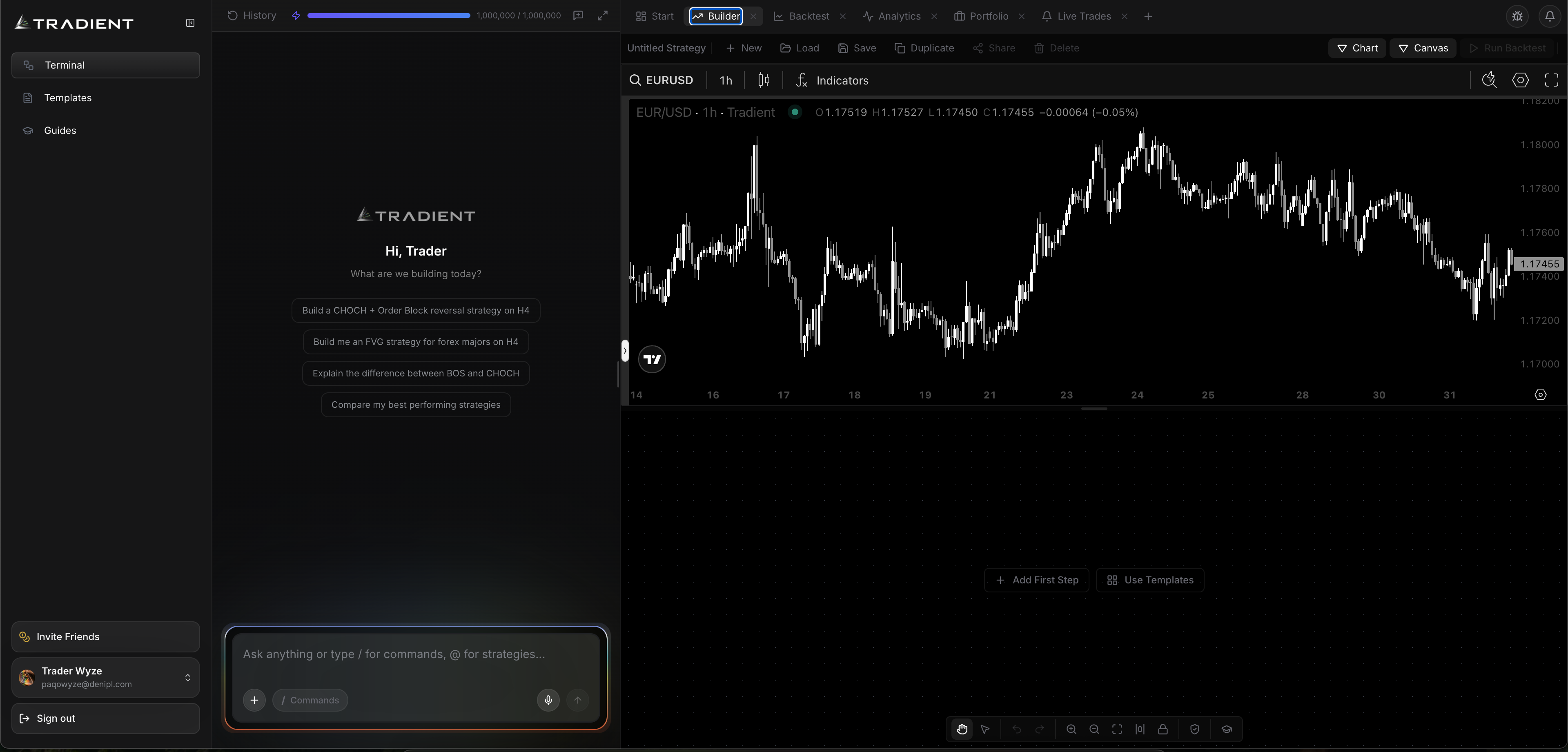 Tradient AI strategy builder